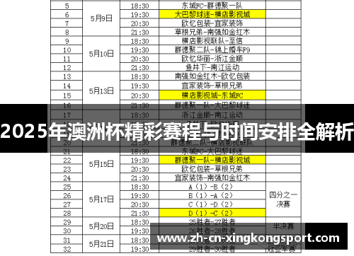 2025年澳洲杯精彩赛程与时间安排全解析 2025年澳洲杯精彩赛程与时间安排全解析