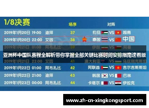 亚洲杯中国队赛程全解析带你掌握全部关键比赛时间安排指南速看版 亚洲杯中国队赛程全解析带你掌握全部关键比赛时间安排指南速看版