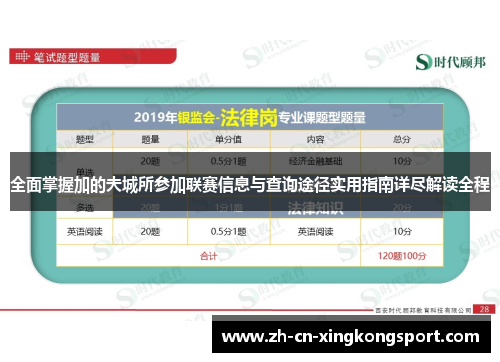 全面掌握加的夫城所参加联赛信息与查询途径实用指南详尽解读全程