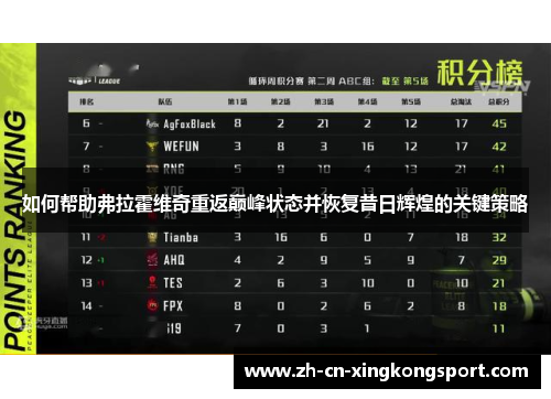 如何帮助弗拉霍维奇重返巅峰状态并恢复昔日辉煌的关键策略