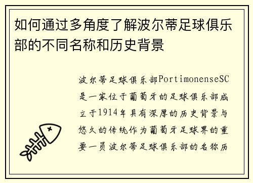如何通过多角度了解波尔蒂足球俱乐部的不同名称和历史背景 如何通过多角度了解波尔蒂足球俱乐部的不同名称和历史背景