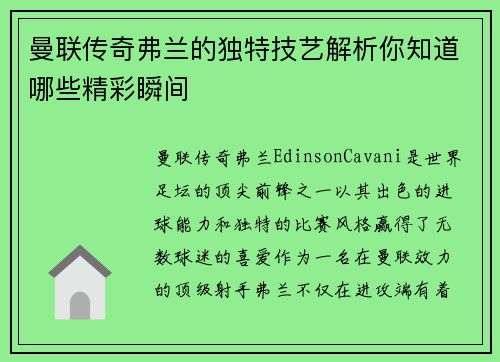 曼联传奇弗兰的独特技艺解析你知道哪些精彩瞬间